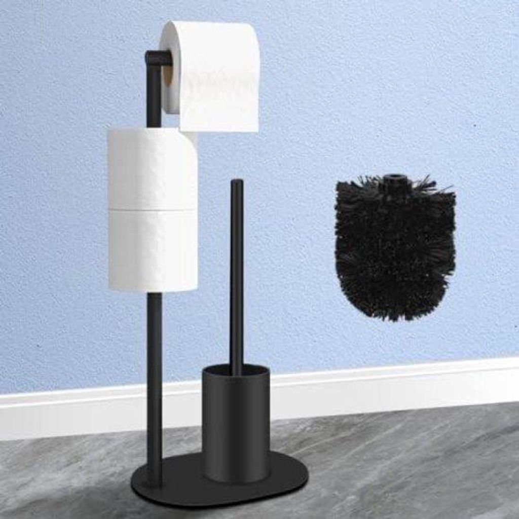 Staande wc-set aus Stahl mit Toiletpapierhalter und Toilettenborste