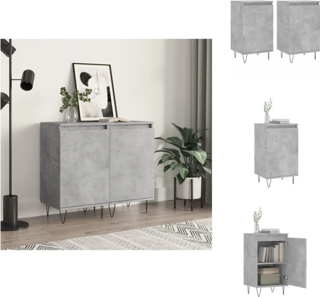 Mobile Credenza Grigio Cemento 2 pz 40x35x70 cm - Salvaspazio vidaXL
