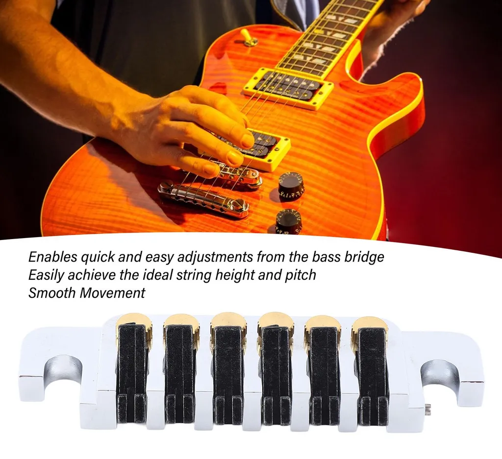 Chevalet à rouleaux avec 2 vis pour guitare électrique type LP chromé - 15
