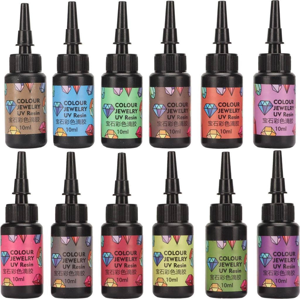 12 pièces de résine UV, différentes couleurs, durcissement Image du produit 