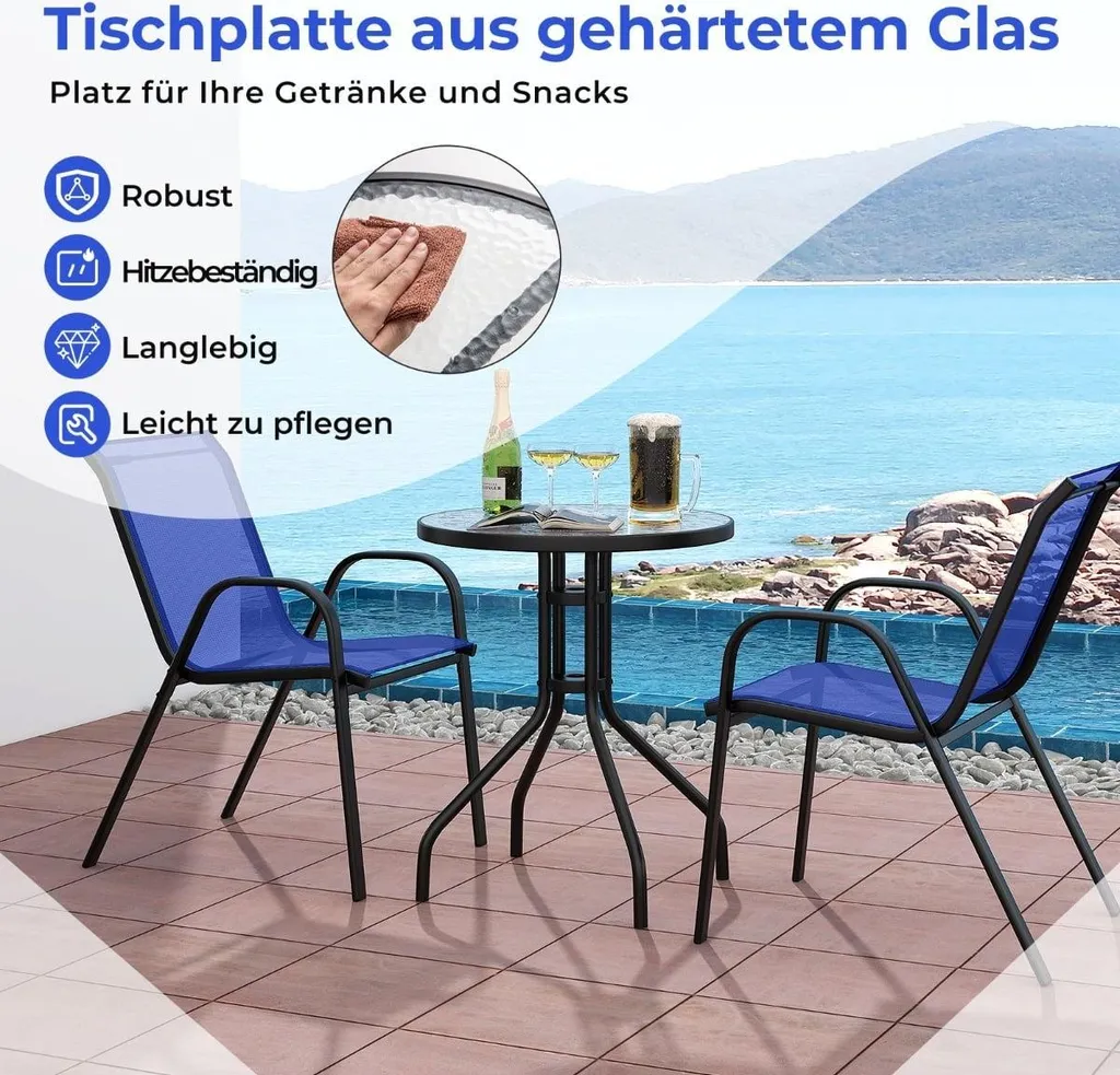 Mobilier de balcon bleu compact : solution de rangement 3 pièces - 5