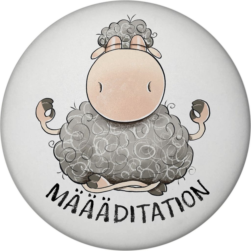Schaf Magnet rund mit Spruch MÄÄÄditation
