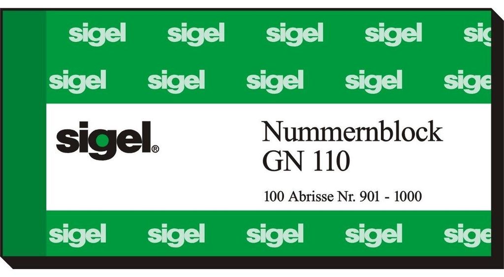 SIGEL GN110 Nummernblock, 10er-Pack, nummeriert 1-1000, Produktbild 