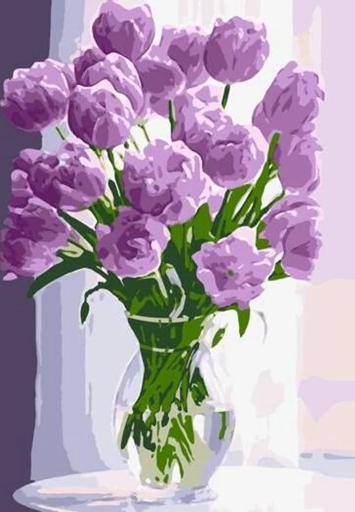Peinture par numéros Tulipes 30x40 : Activité créative et déco murale