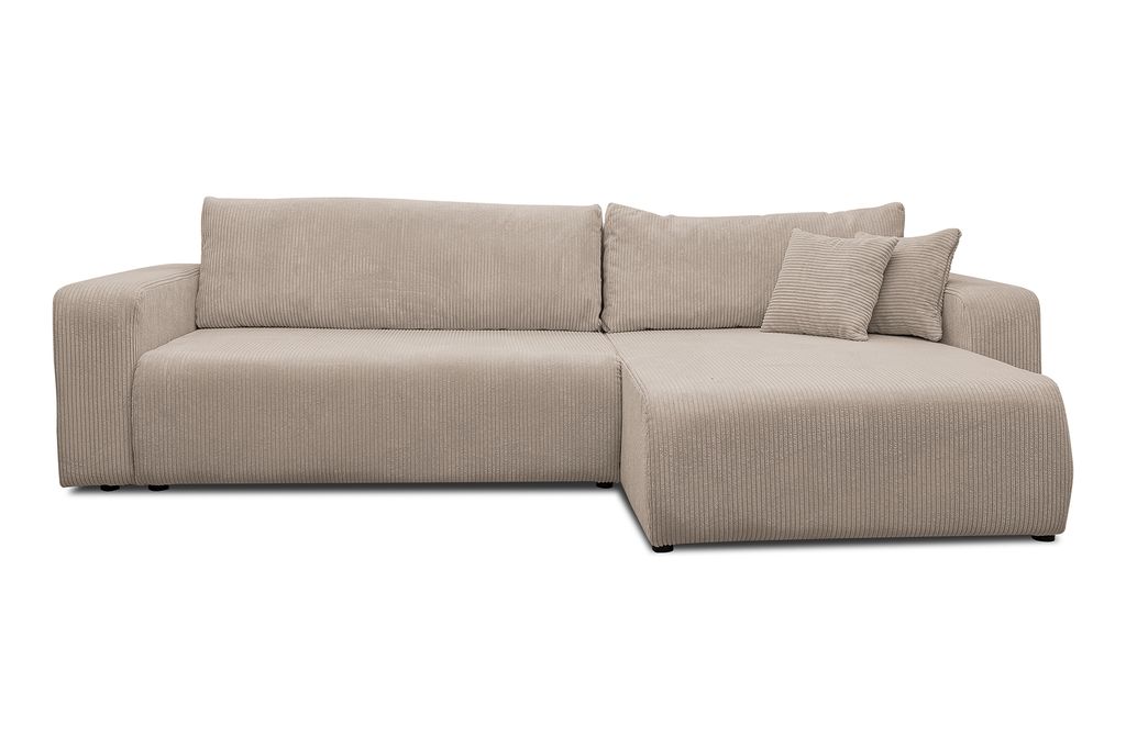 VENASI Ecksofa mit Schlaffunktion Luna XL, Beige Cordstoff Produktbild 