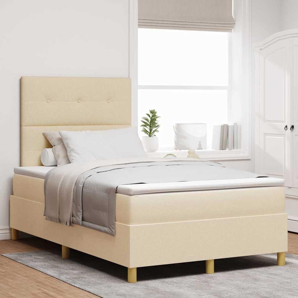 Maison Exclusive - Boxspringbett mit Kopfteil Creme 120 x 190 cm Stoff