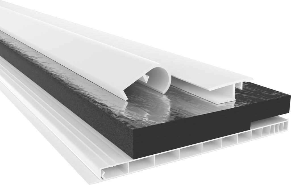 HEXIM PVC Rollladenkastendeckel Komplettset, Rollladenkastendeckel, Aufnahmeprofil & Rollladentraverse, Länge: 1000 - 2000mm, Breite: 120 - 320mm,...