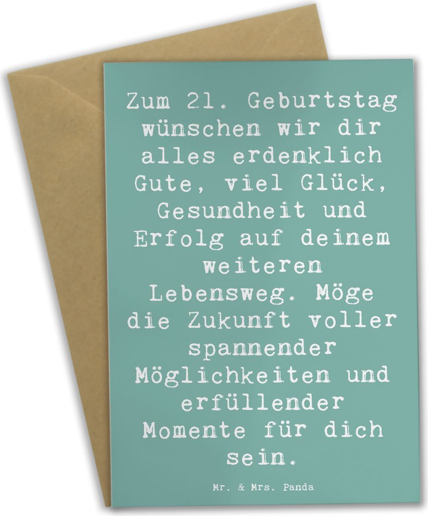 Mr. & Mrs. Panda babykarte Spruch 21. Geburtstag - Meeresbrise - Geschenk, Alter, viel Glück, spannende Möglichkeiten, osterkarte, einladungskart...