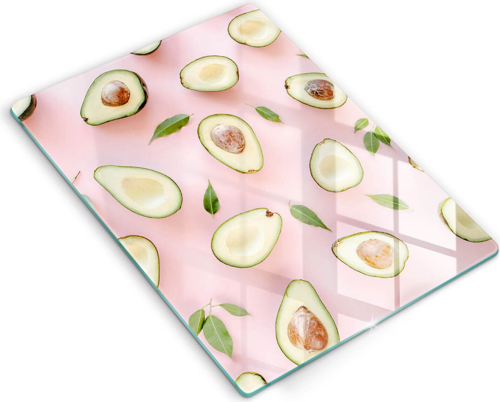 Glasschneideplatte - Herdabdeckplatte - 40x52 cm - Schneidebrett - Spritzschutz - Avocado -Muster
