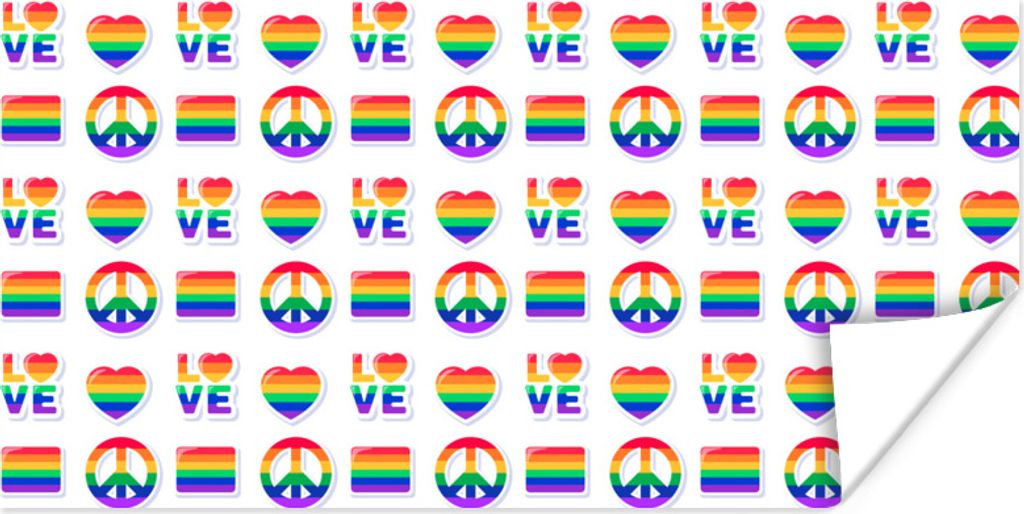 MuchoWow Poster Regenbogen - Vorlage - Stolz-Flagge 150x75 cm - ohne Rahmen
