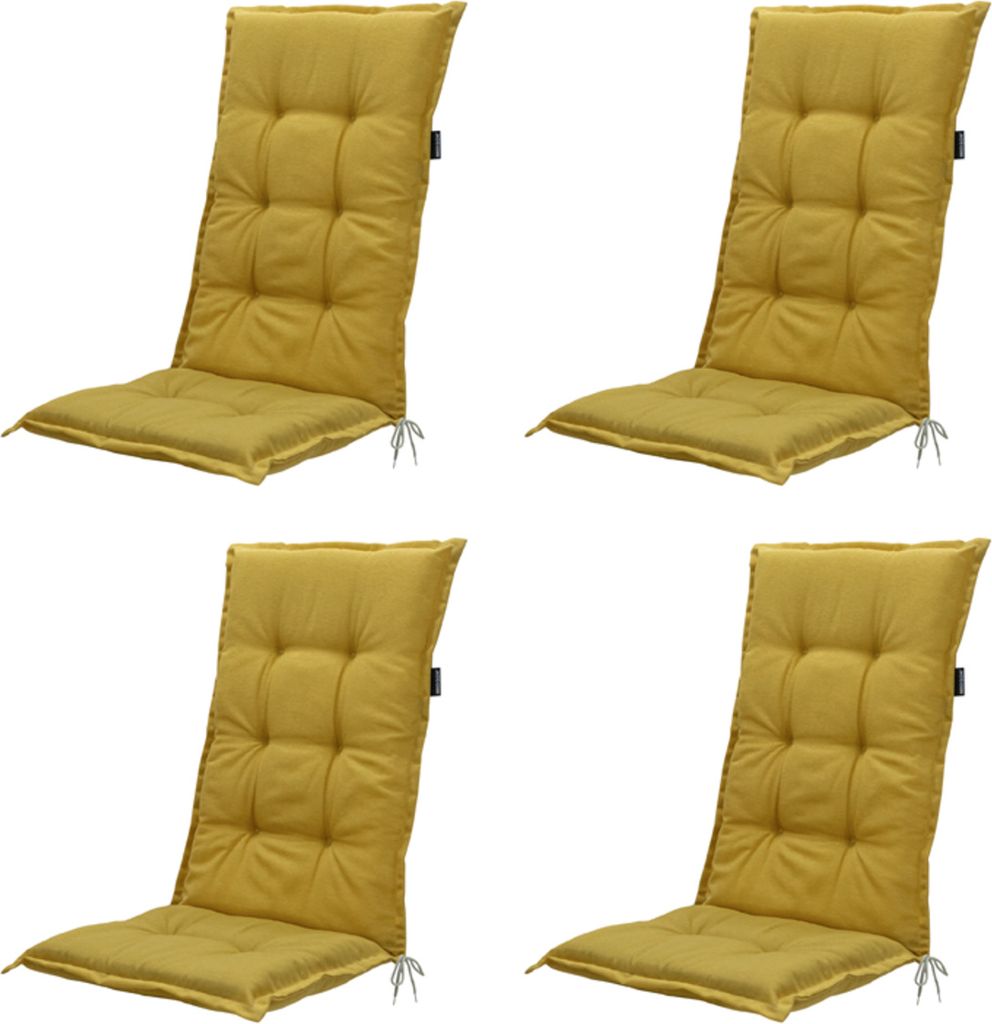Madison - Gartenstuhlkissen Low Back Panama senf - Ca. 105x50 cm - 4er-Set