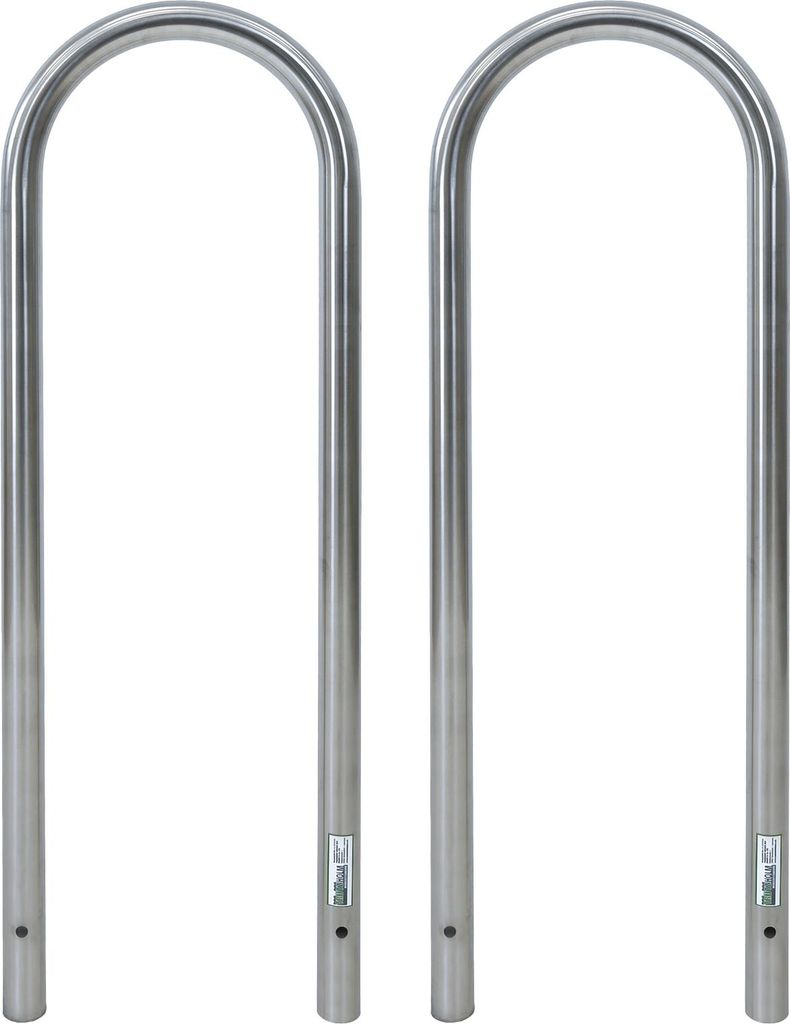 2 x Fahrradanlehnbügel 115 x 41 cm Edelstahl Ø 49 mm grau