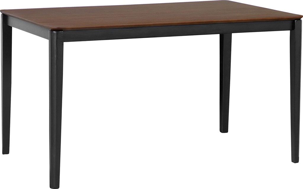 BELIANI Esstisch Dunkle Walnuss mit Schwarz MDF Tischplatte Gummibaumholz Tischbeine Matt Rechteckig Modern Industriell