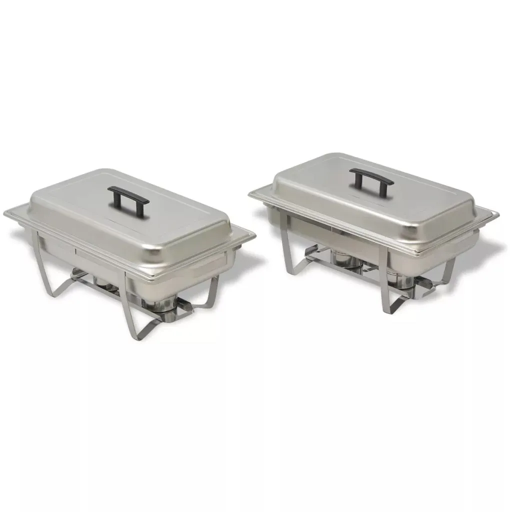 vidaXL Set de Chafing Dish 2 pcs en Acier Inoxydable pour Buffet Chaud