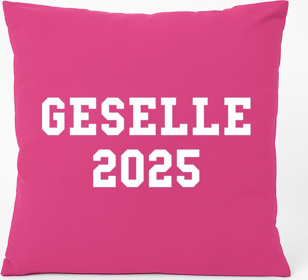 Huuraa Kissen Geselle 2025 Ausbildung 40x40cm mit Füllung Fuchsia Baumwolle Dekokissen Geschenkidee