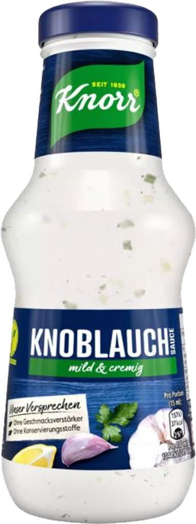 Knorr Knoblauch Sauce mild cremig perfekt zu gegrilltem Produktbild 