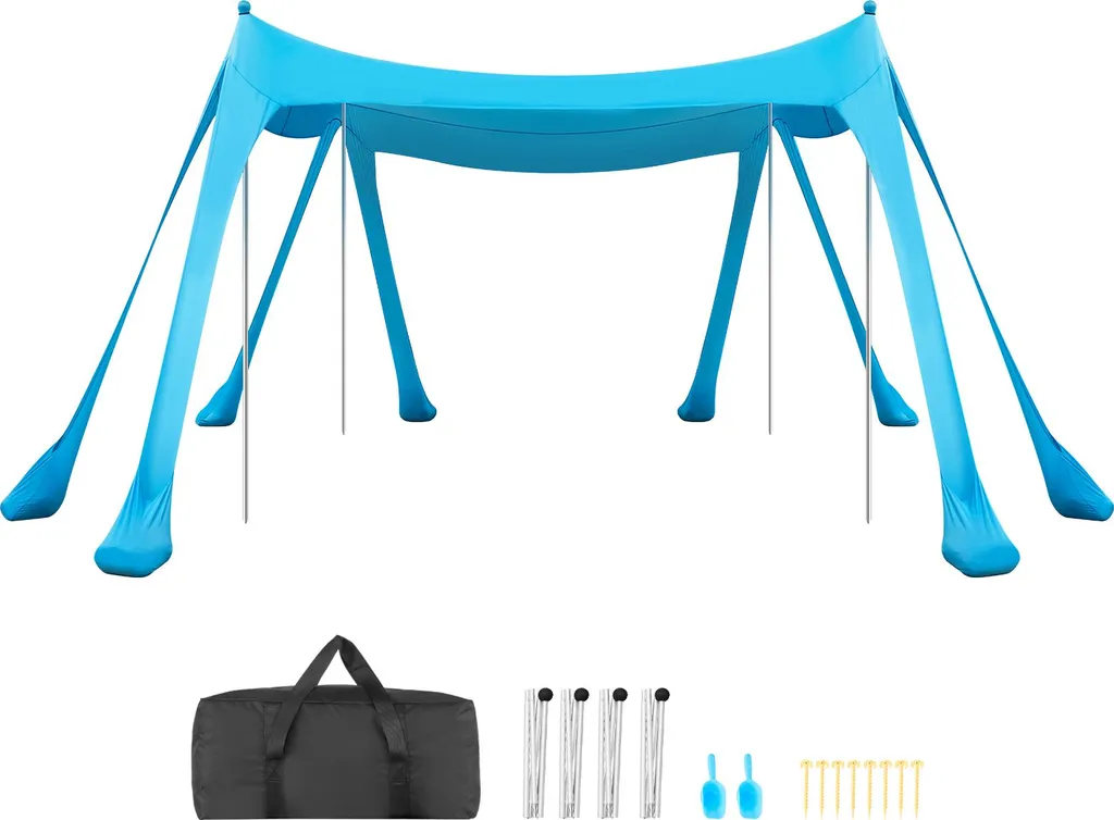 Voile d'ombrage de plage anti-UV 3x3m avec structure stable et transportable
