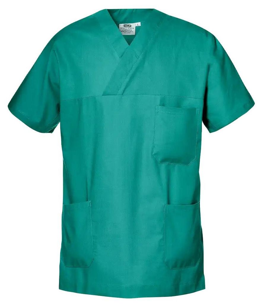 Sir Safety Cardio Herren Kasack Kurzarm aus 100% Baumwolle mit V-Ausschnitt, XS, Grün
