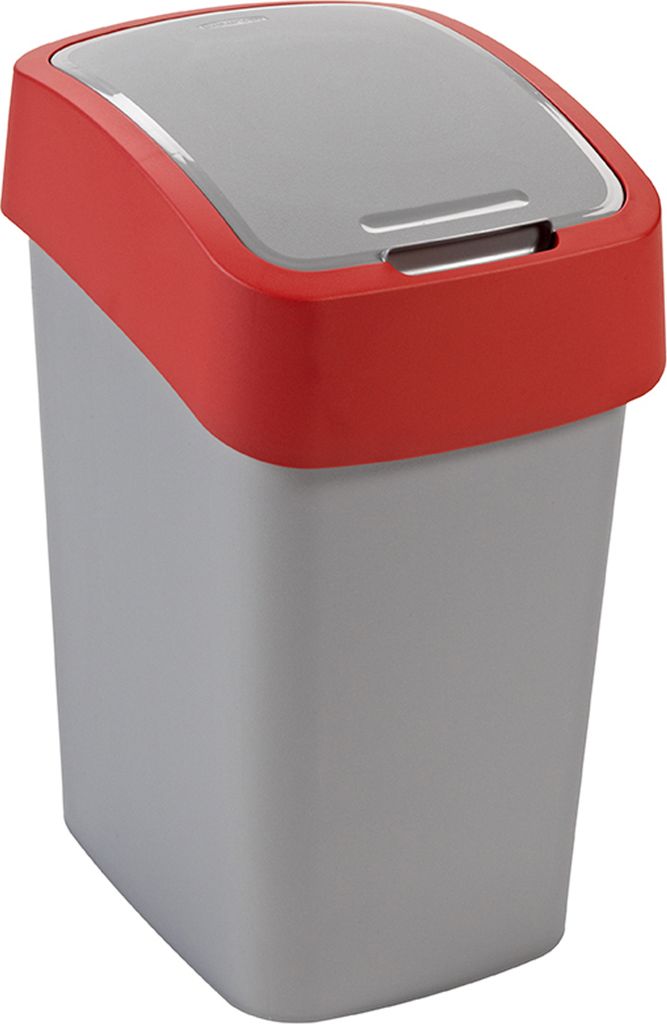 Cestino Curver FLIP BIN, 25 litri, grigio argento/rosso, Immagine del prodotto 