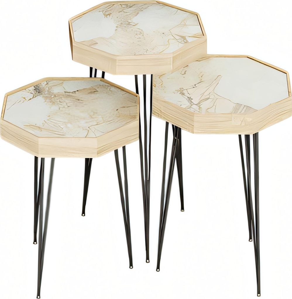 Beistelltisch Holz Beige Elegant Modern