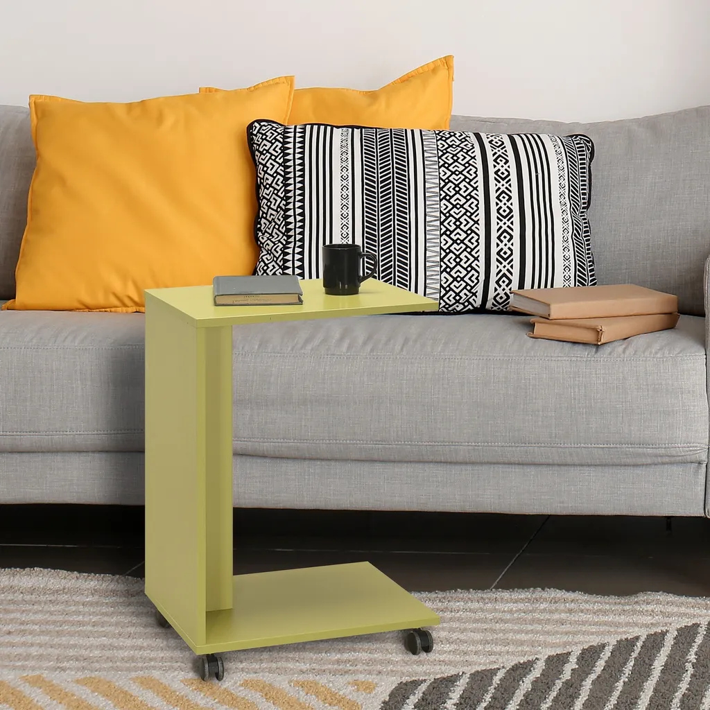 Table d'Appoint Verte pour Petit Espace et Support Ordinateur Skye