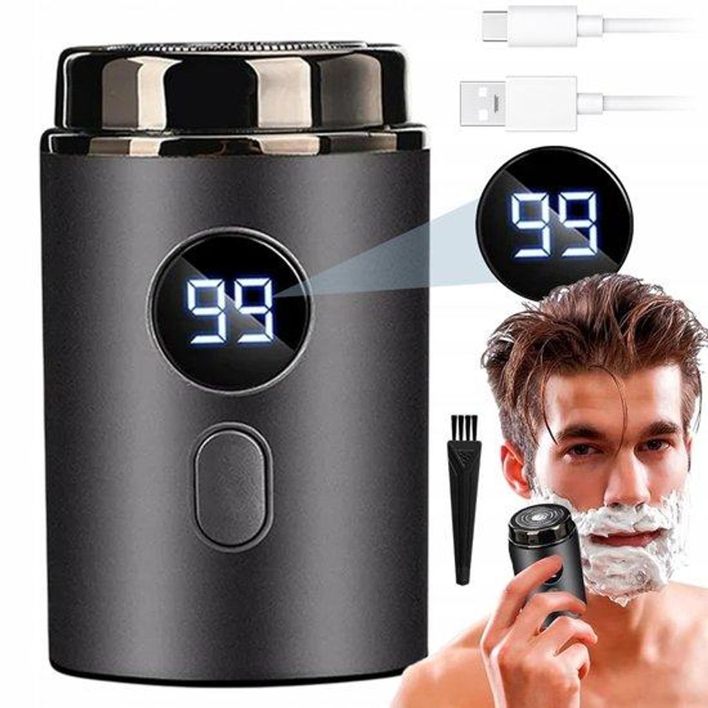 Elektrisches Rasiergerät - Ideal für Väter - Reinigbar - USB-Ladegerecht - Wasser- und Duschfest - Schwarz - LED-Ladestatusanzeige - 300 mAh