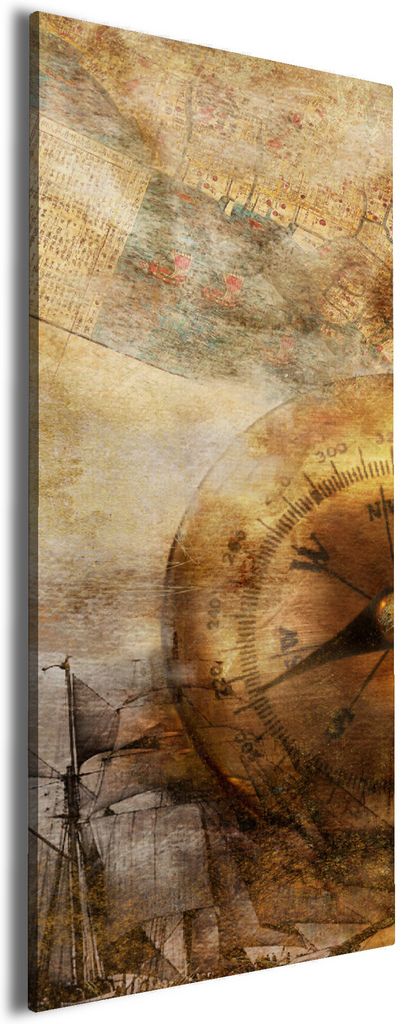 Wallario Premium Leinwandbild Utensilien der Seefahrt in Größe 30 x 75 cm