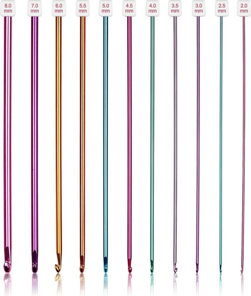 Coopay Tunesische Häkelnadeln Set | 11 Stück Bunt Aluminium Produktbild 