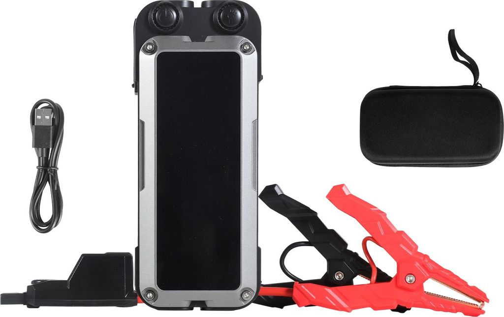 SucceBuy Tragbare Starthilfe Powerbank, 4000A Spitzenstrom mit LED-Licht & Kabel, geeignet für Motoren bis 10L Benzin/8L Diesel, Schnellladefunkti...