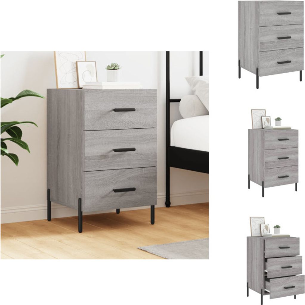 vidaXL Nachttisch Grau Sonoma 40x40x66 cm Holzwerkstoff - Nachttische