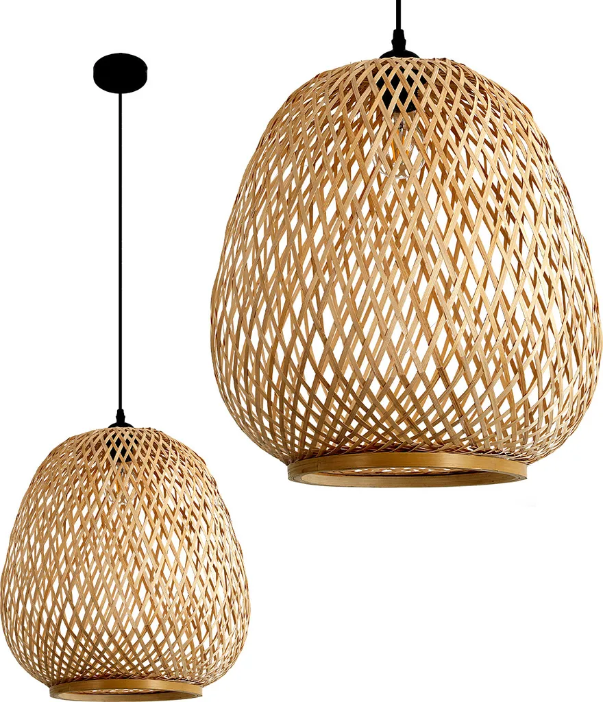 Lustre en rotin naturel suspension bambou Ø40cm pour salon et cuisine