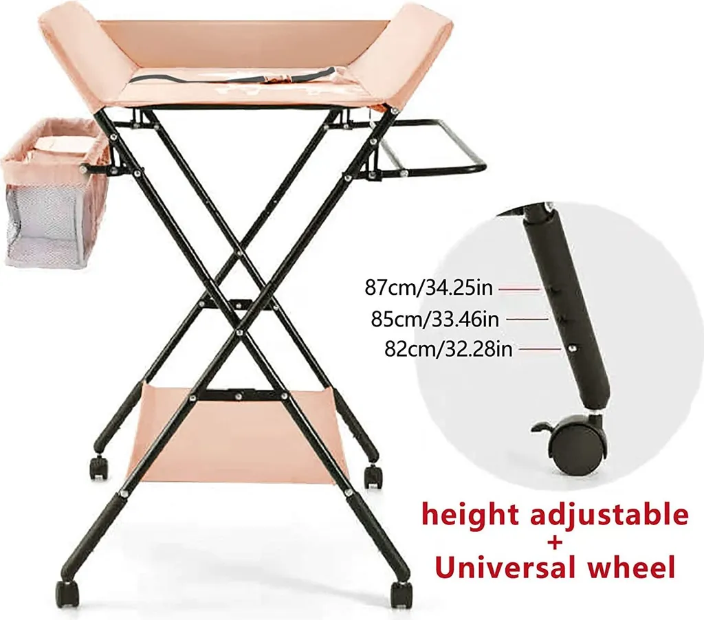 Table à langer pliable avec ceinture sécurité et roulettes multidirection - 8
