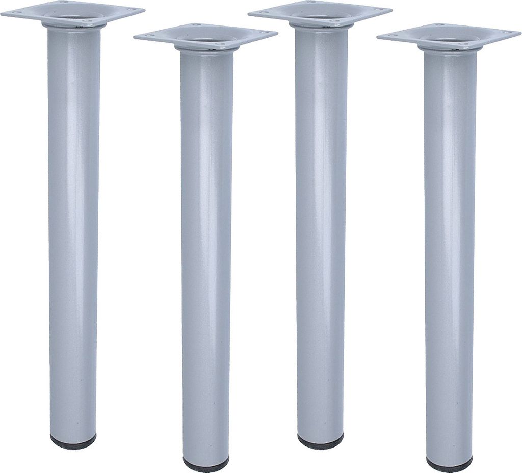 Couchfüße 4er Set Möbelfüße klassisch Silber Rund ø 30mm Möbelbeine Tischbeine Bettstützen 300mm