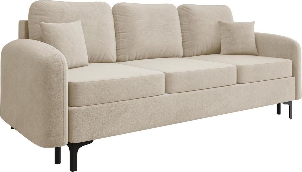 MIRJAN24 Schlafsofa Venice, Couch mit Bettkasten und Schlaffunktion, Metallfüße, Kissen mit Reißverschluss, Wohnzimmer Kollektion (Farbe: Manila...