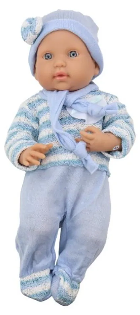 Poupée bébé douce anti-choc, ensemble pull rayé et bonnet écharpe - 3