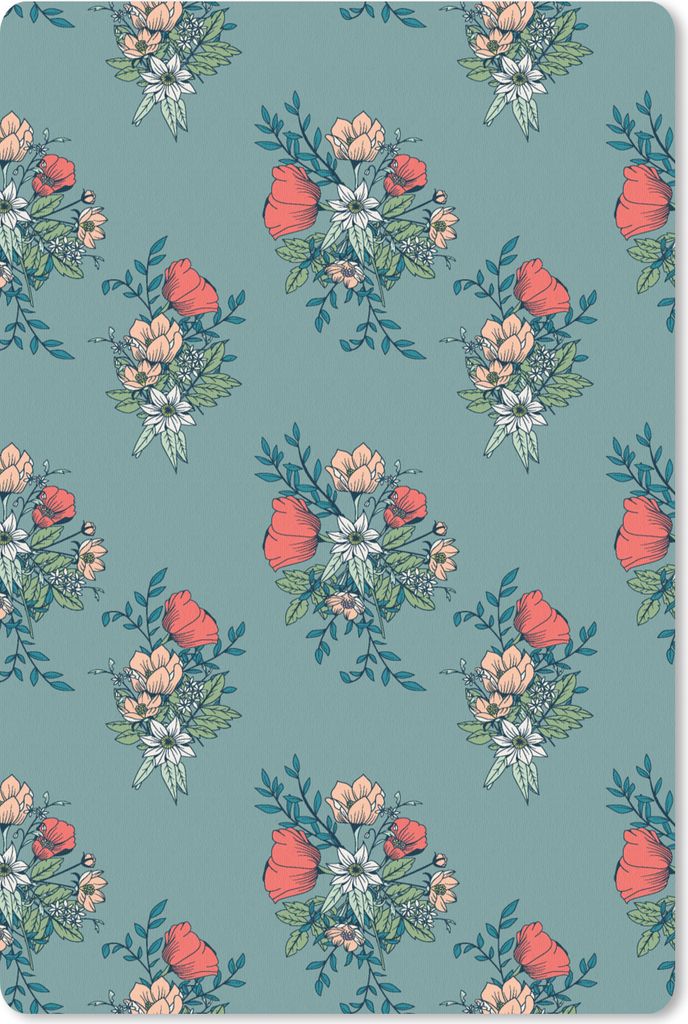 MuchoWow Mauspad Mousepad Blumenstrauß - Muster - Blumen - Mohn 18x27 cm - Mousepads - Maus Mat - Pad - Mausunterlage