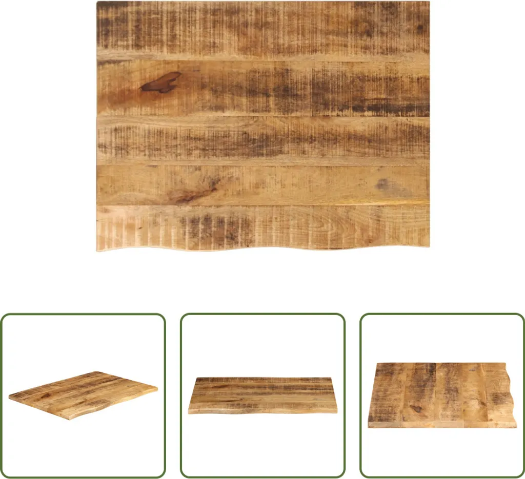 Piano Tavolo Mango 90x60 cm - Bordo Albero Naturale e Caldo