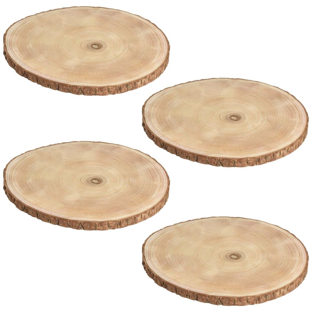 4x Baumscheibe Zum Basteln Rund mit Rinde Ø 35 cm Paulownia Produktbild 