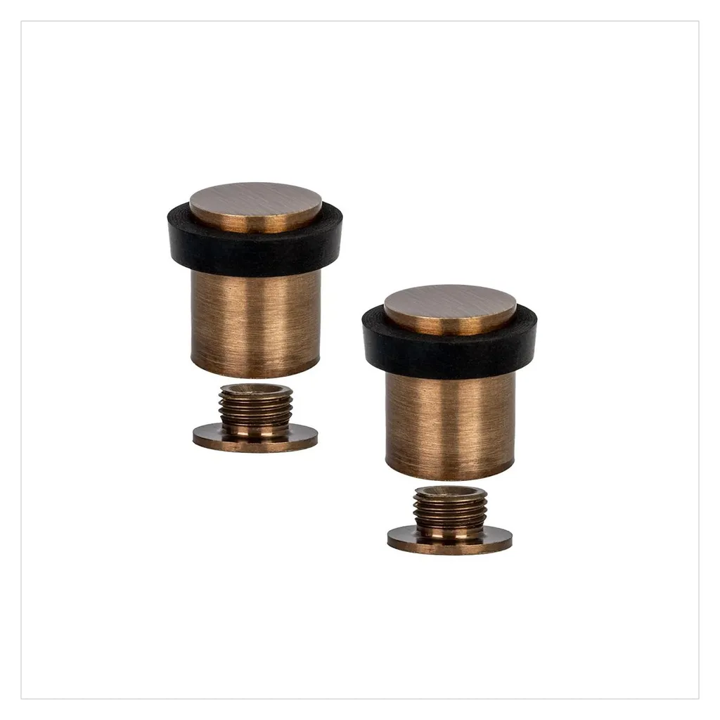 Butoir de porte laiton aspect cuir et silicone naturel noir lot de 2