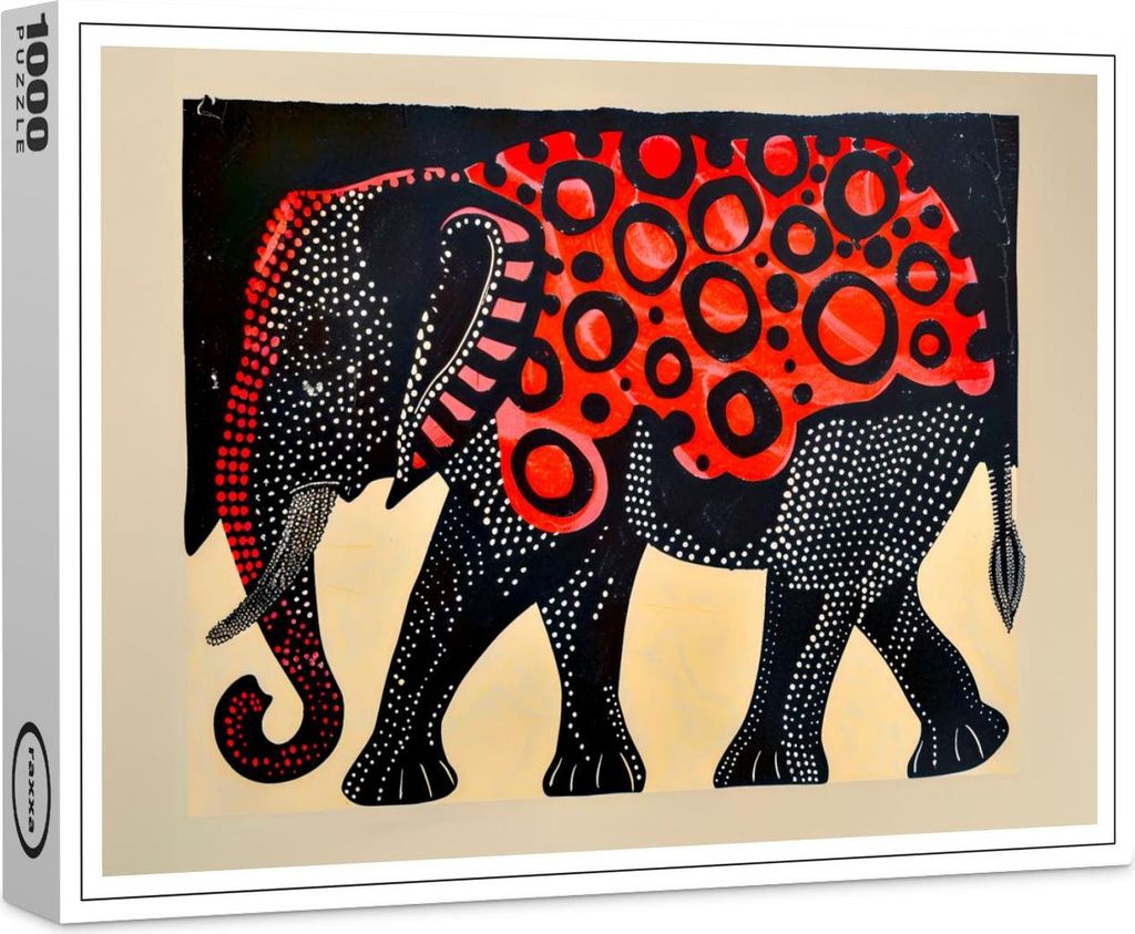 raxxa Premium-Puzzle "Abstract Elephant with Large Red Produktbild 
