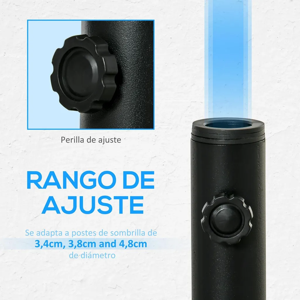Support de parasol fixe pour terrasse bétonnée - Ajustable 48 mm