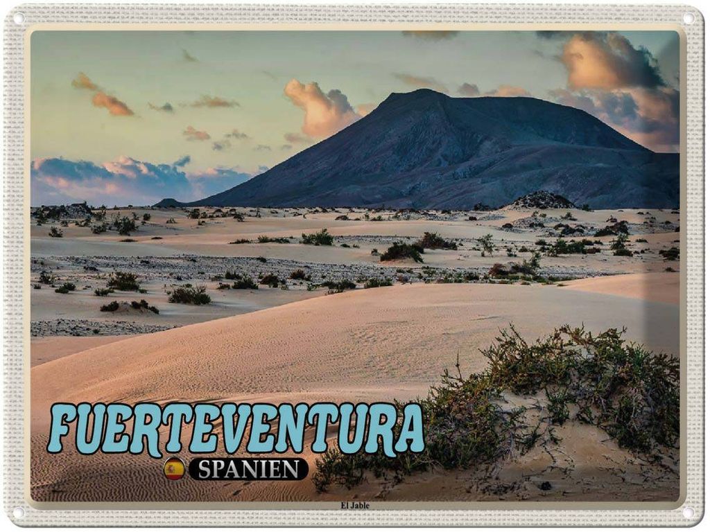 vianmo Blechschild 30x40 cm Fuerteventura Spanien El Jable Wanderdüne Bildmotiv Reisemotiv Abenteuer Reisen