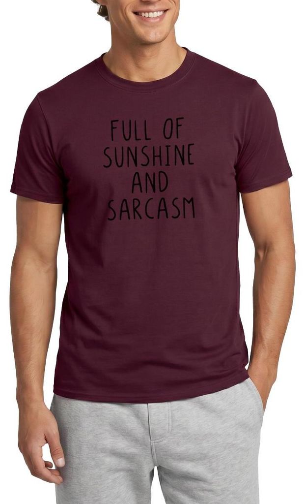 Spreadshirt Full Of Sunshine And Sarcasm Spruch Humor Männer T-Shirt, XXL, Ziegelrot