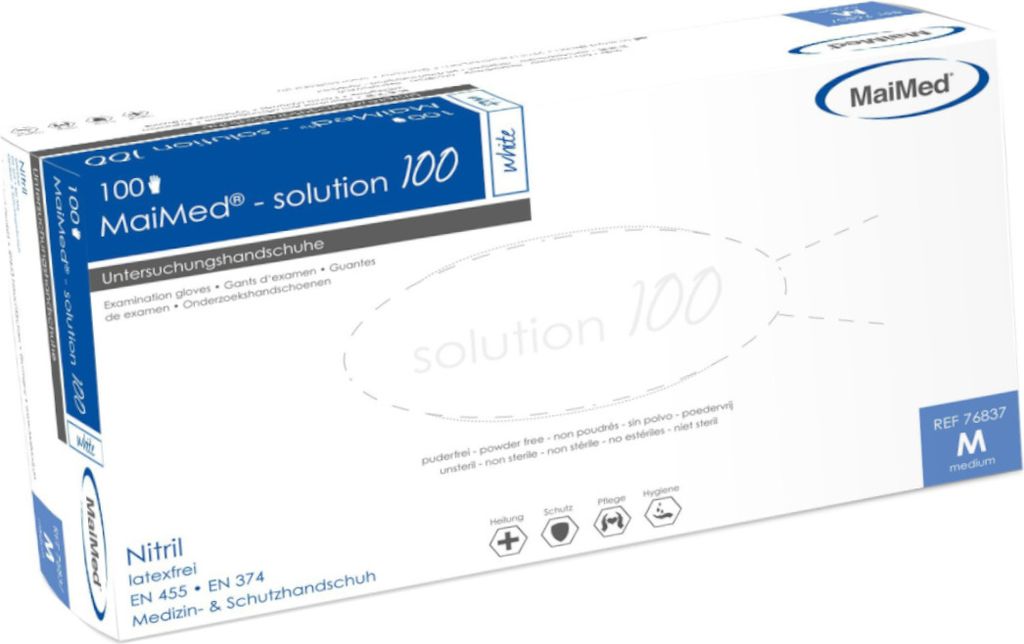 MaiMed-solution100 white Gr. XL, unsteril, pf Latexfreier Handschuh, weiß, 100St./Box | Box (100 Stück)