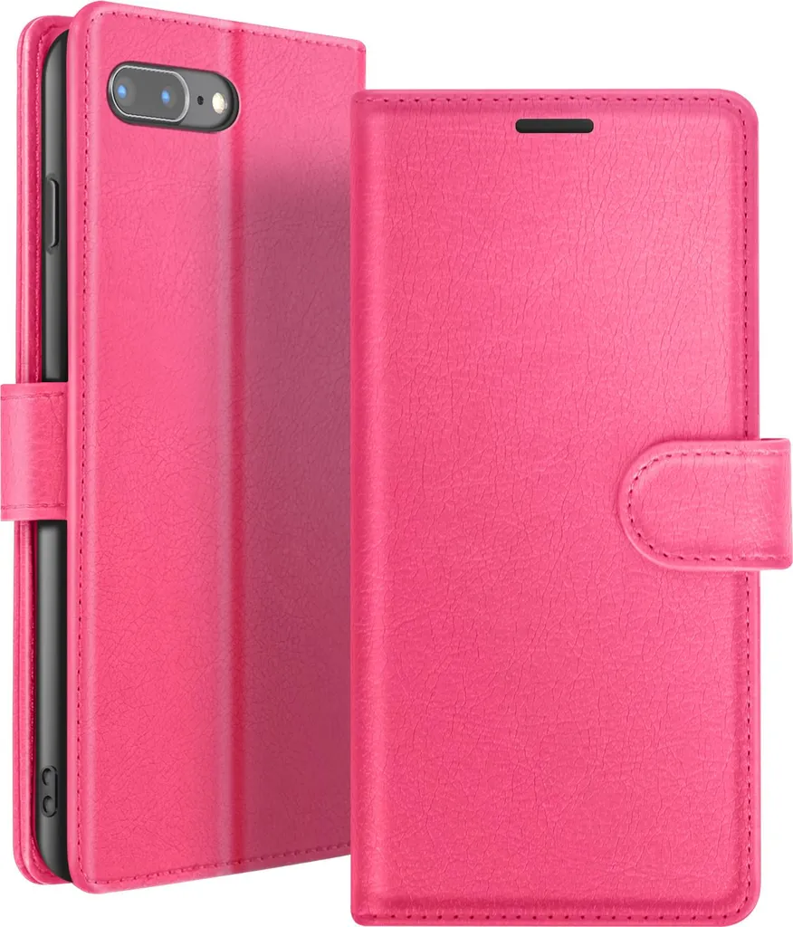 Zanaé, custodia portafoglio iPhone 8 Plus / 7 Plus con patta magnetica, rosso fucsia