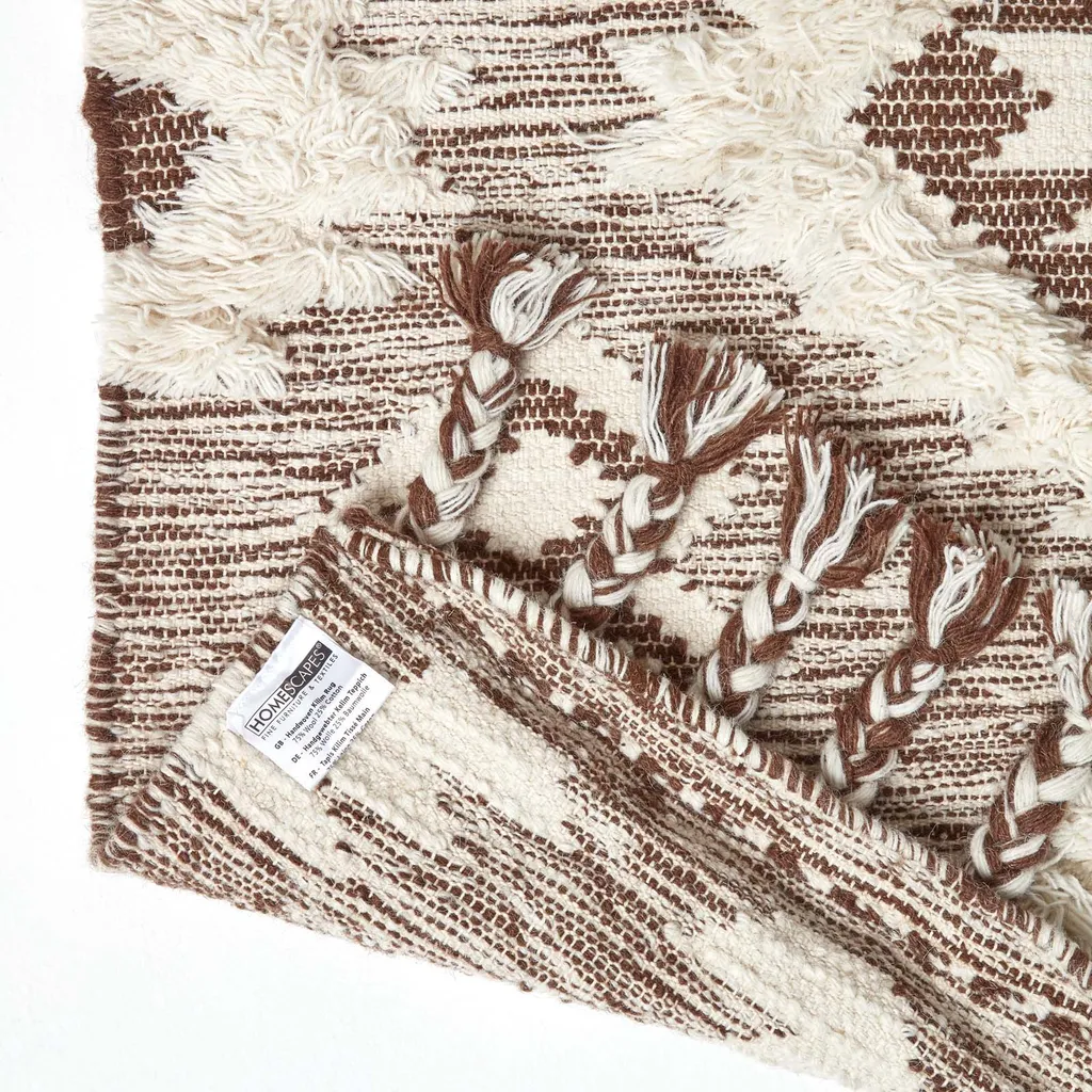 Tapis Kilim Robuste en Laine Marron : Solution Déco Durable 120x170