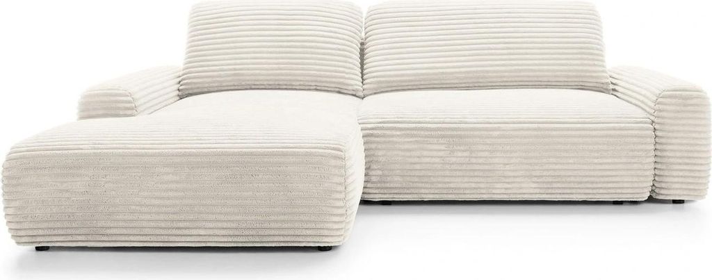 Ecksofa VIGO Ambience 01 Hellbeige Creme Cord Breitcord Schlafsofa Bettkasten Links