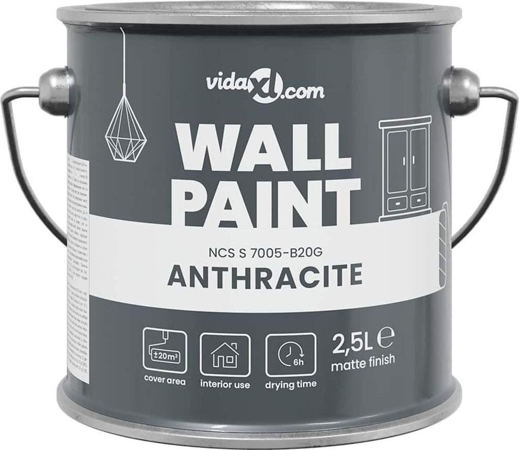 vidaXL Wandfarbe Grau 16,5 x 16,5 x 16 cm Wanddruck