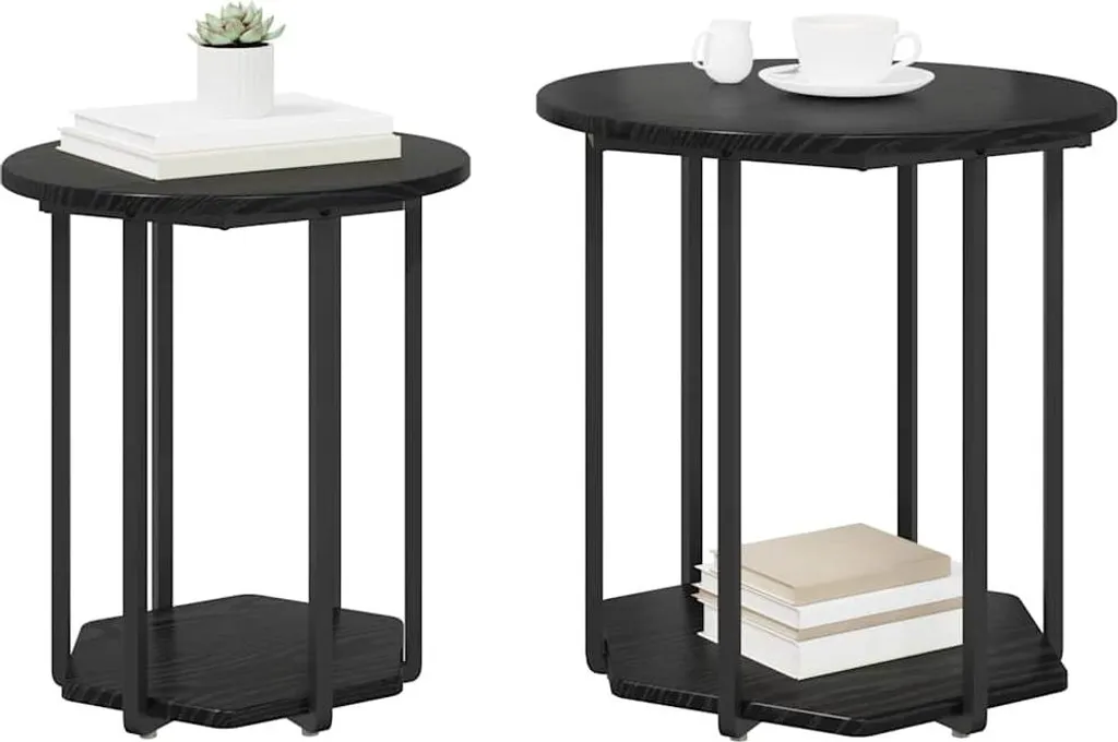 Set Tavolini Salotto vidaXL 2 pz Rovere Nero 50x50 cm | Urban Chic