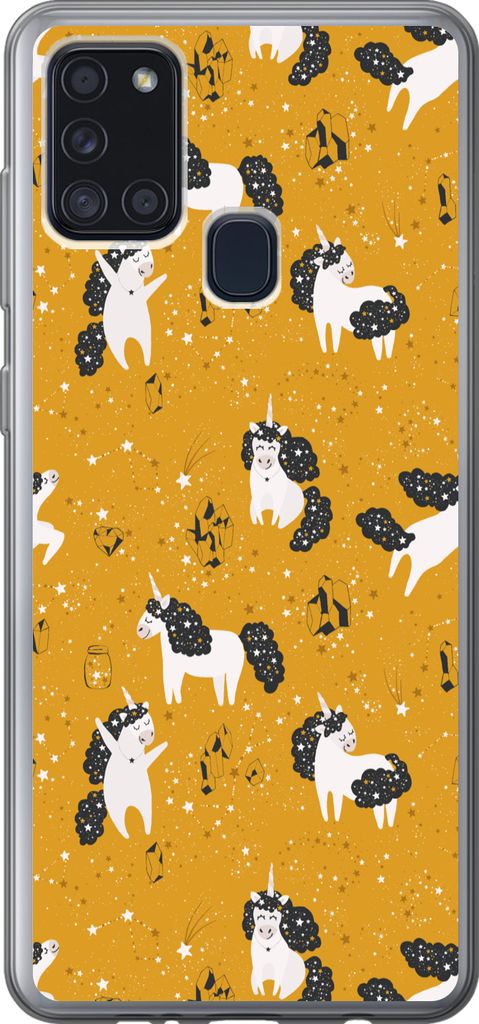 MuchoWow Handyhülle Schutzhülle Hülle für Telefoonhoesje Samsung Galaxy A21s Mädchen - Einhorn - Sterne - Muster - Mädchen - Kinder - Kinde...